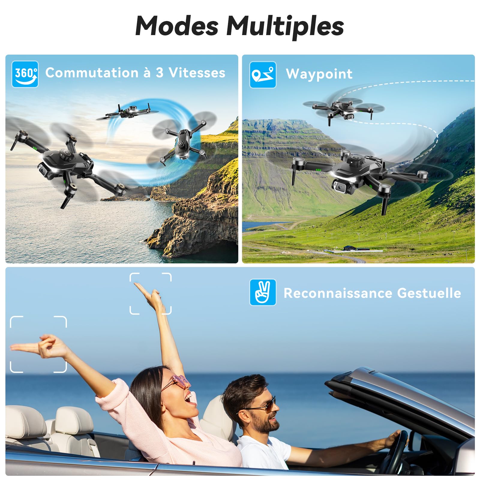 S165 Drohne mit 1080P Kamera für Erwachsene & Anfänger,45 Minuten Flugzeit (3 Akkus), 5G WiFi Echtzeitübertragung, Faltbarer Quadcopter mit One-Key Start(Black)(Standard)
