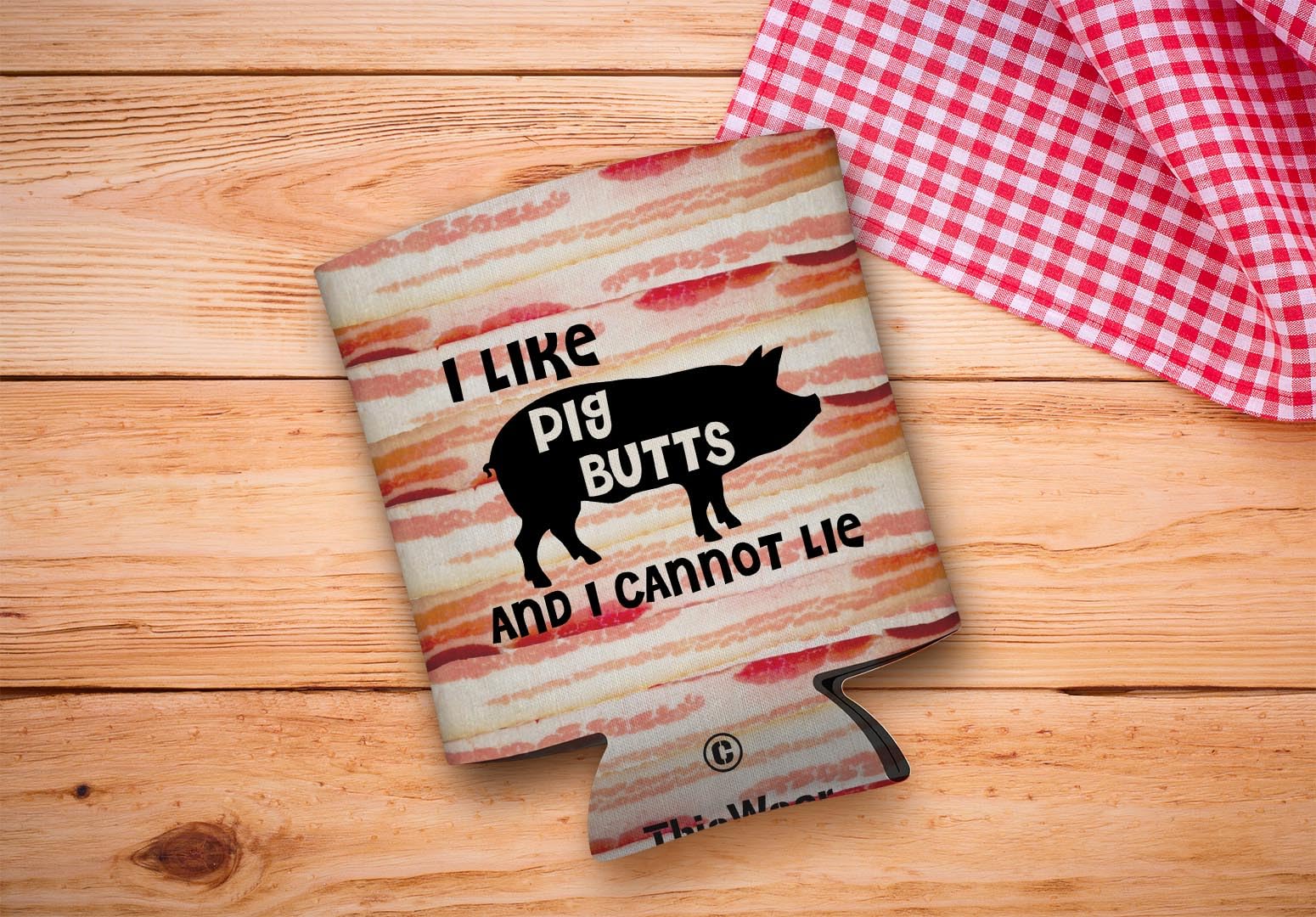 Funny Beer Coolie I Like Pig Butts Bacon Lover BBQ Grill Meat Chef 2 Pack Can Coolie Drink Coolers Coolies Bacon