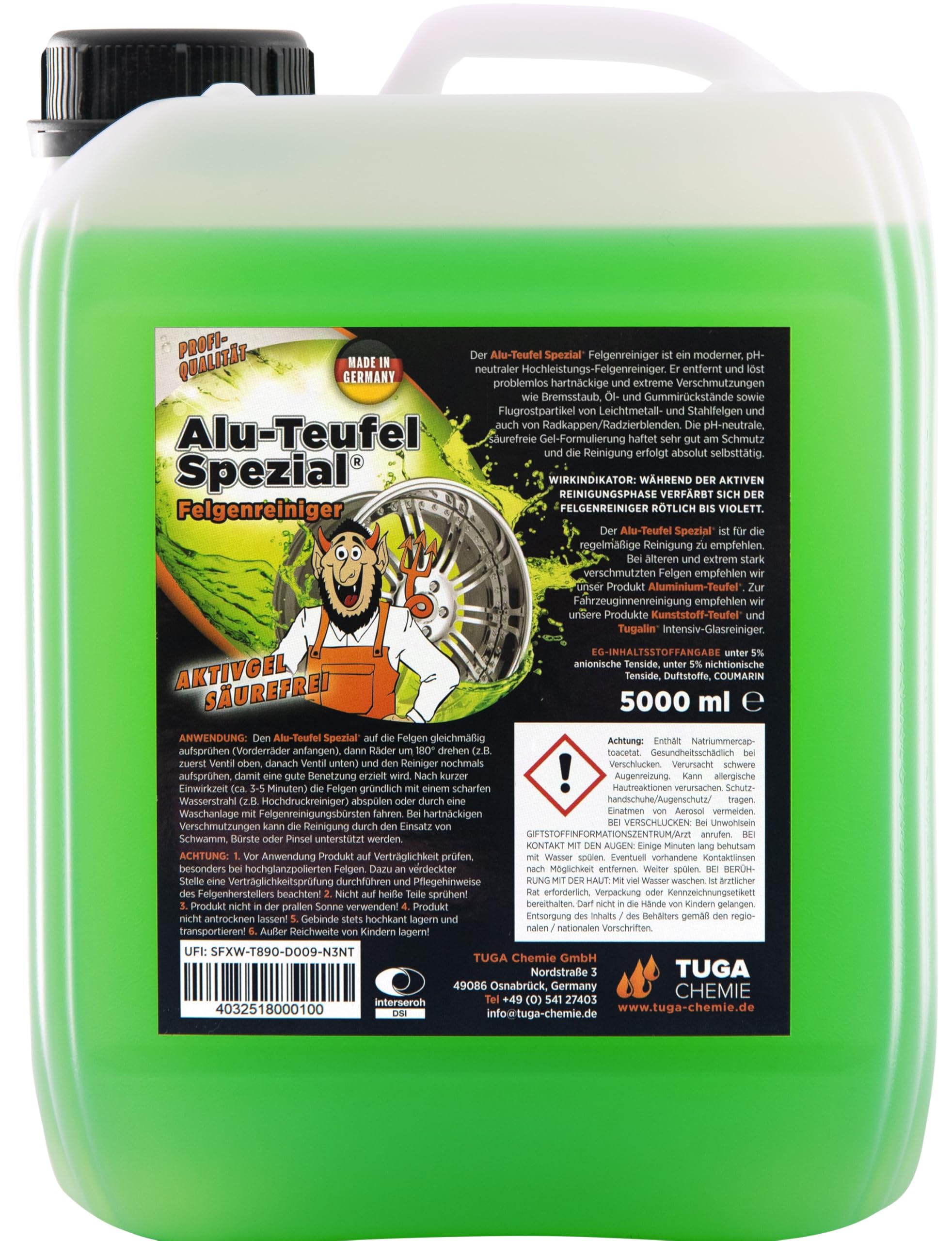 TUGA Chemie 2 x 1 litre Alu-Teufel Wheel Cleaner Special acid-free active gel for rims and hubcaps. Biodegradable