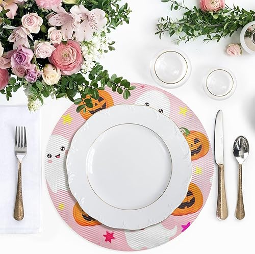 Miniatura 5 de Cute Pumpkin Pink Table Place Mats, Non Slip Placemats Set Washable for Kitchen Table one sizex1