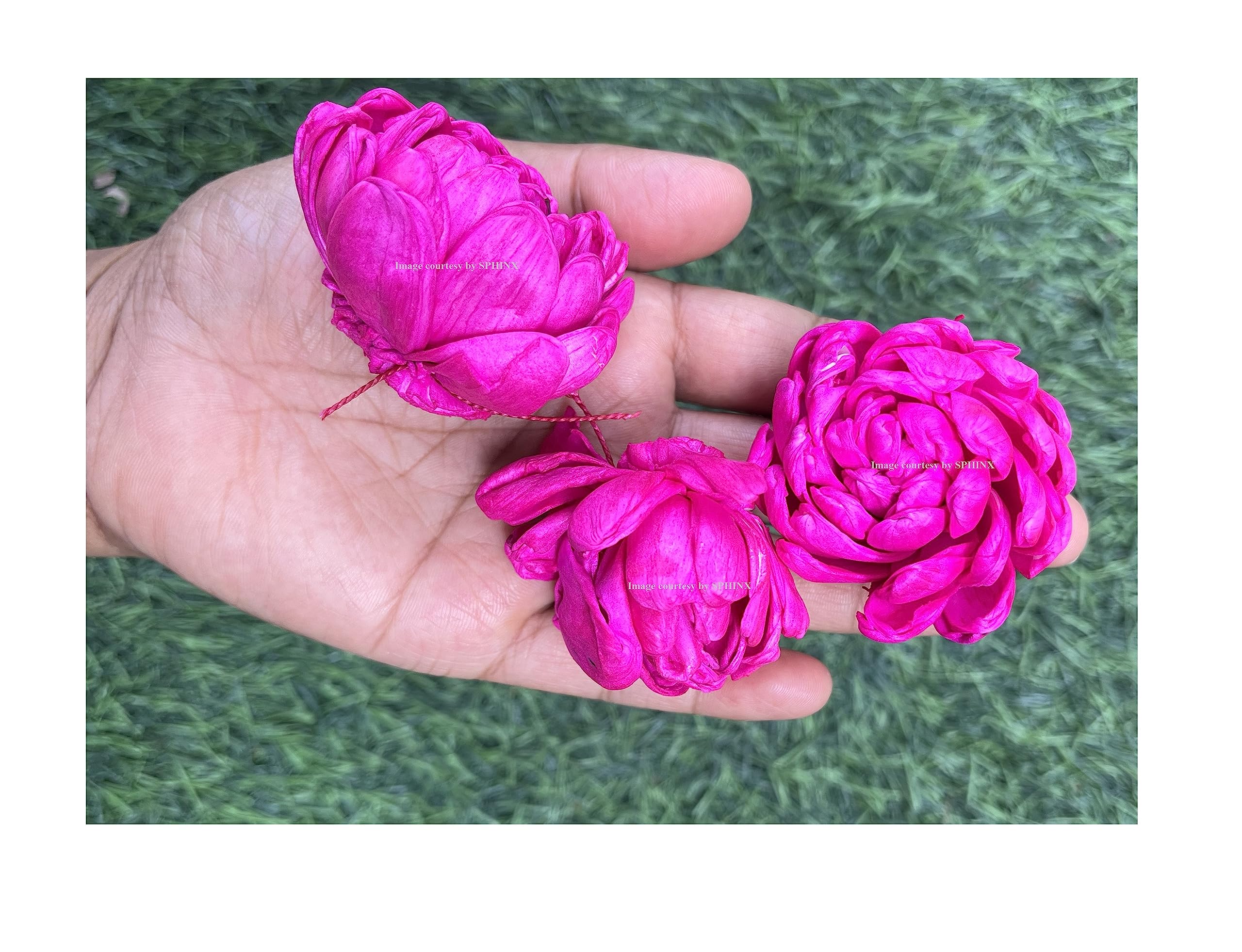 SPHINX Sola Bloomed Lotus Flowers for Decorations, Gift Packing, D-I-Y Art and Crafts, Garland Making Festive Decor Pooja Decor Table Decorations- (Dark Pink/Rani - Diameter approx 6 cms, 5 Pieces)