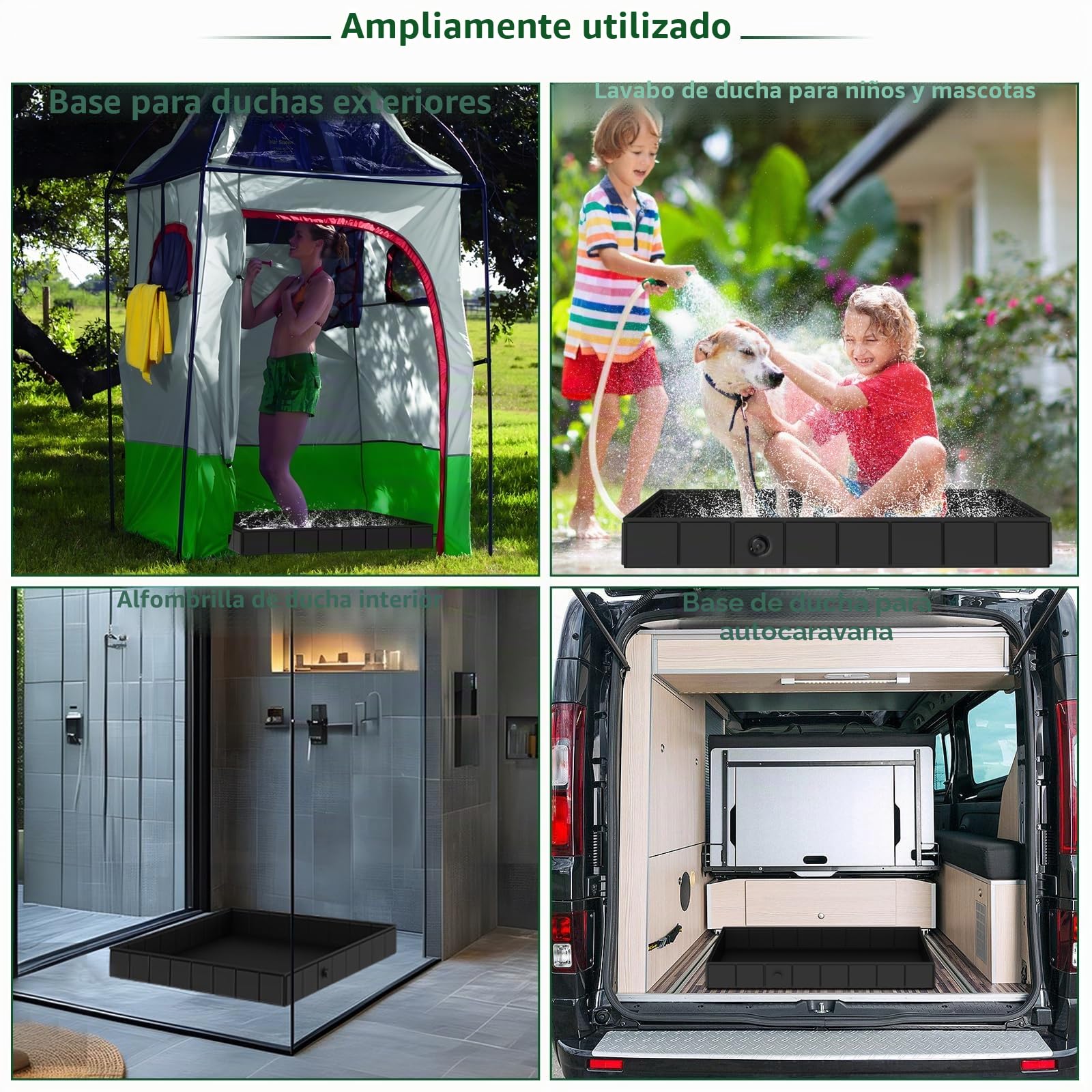 Base de Ducha Plegable, 104x104x13cm Gran Disco de Ducha portátil con Drenaje, Base de Ducha de Campamento, Base de toldo de Bandeja de Carpa Interior y Exterior