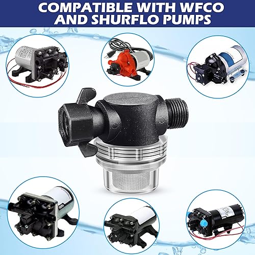 Miniatura 5 de Dreyoo Filtro colador de bomba de agua, compatible con tuerca giratoria Shurflo 255-315, ajuste de 12 pulgada con pantalla de acero inoxidable de