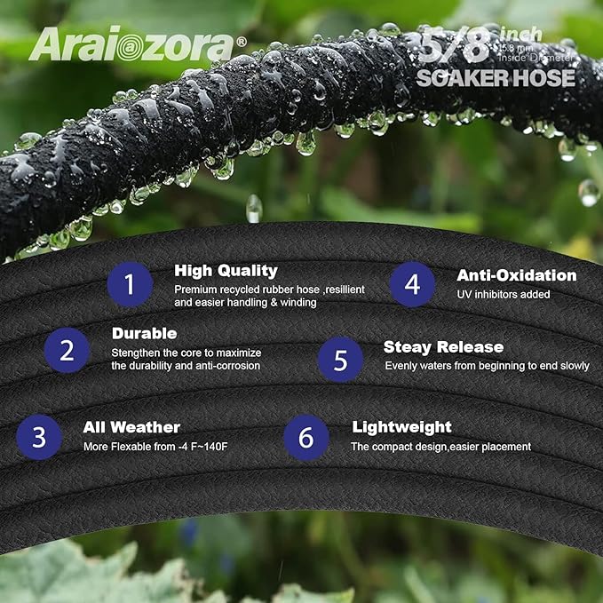 The Soaker Hose 100FT is an ideal choice for individuals looking to conserve water while maintaining their gardens and landscaping. Its slow and steady watering method helps prevent runoff and evaporation, allowing for deeper root penetration and healthier plant growth. The long length of 100 feet provides ample coverage for larger spaces, making it convenient for watering multiple areas of a yard or property without the need for constantly moving the hose around.