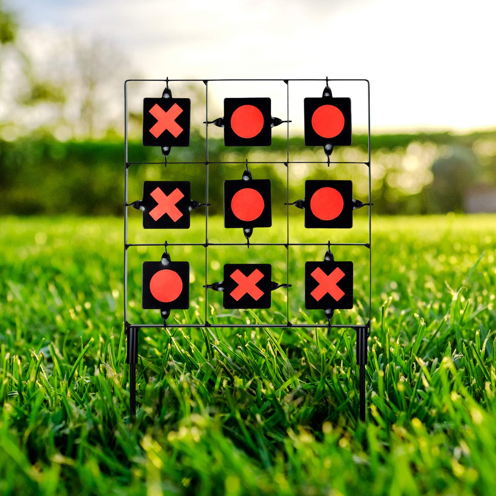 GearOZ Spinning Target for Airsoft Pellet, TicTacToe Designed Pellet BB Gun Resetting Target