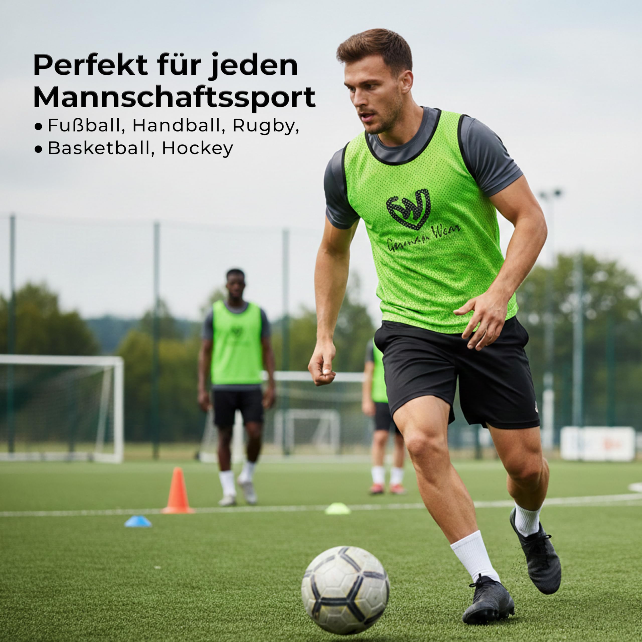 German Wear Leibchen Trainingsleibchen – Markierungshemd für Team Sport, Fussball, Training, Jogging, Hocky, Handball in Gelb, Rot, Grün, Orange, Blau für Herren, Kinder & Damen - ideal für Teams