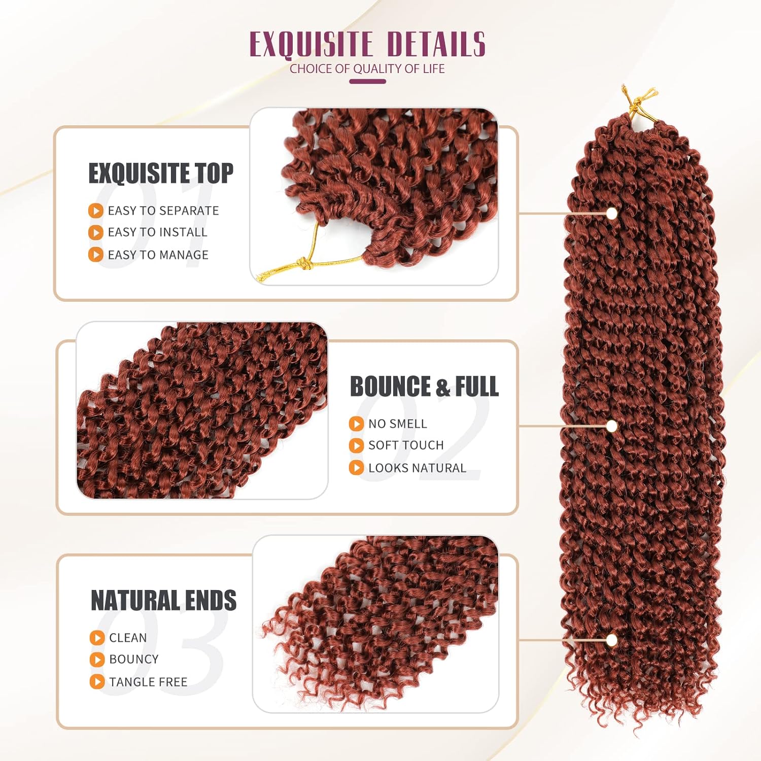 Dansama Passion Twist Hair Water Wave Braiding Hair for Butterfly Style Crochet Braids Bohemian Hair Extensions (24 Inch (Pack of 7), #350)