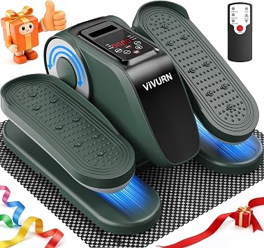 VIVURN-Upgraded Under Desk Elliptical 12 Speeds Forward & Reverse Manual & Auto Mode, Electric Leg Exerciser As Seen on TV for Seniors with Non-Slip Mat Quiet Smooth for Home Office, Gift for Mom Dad