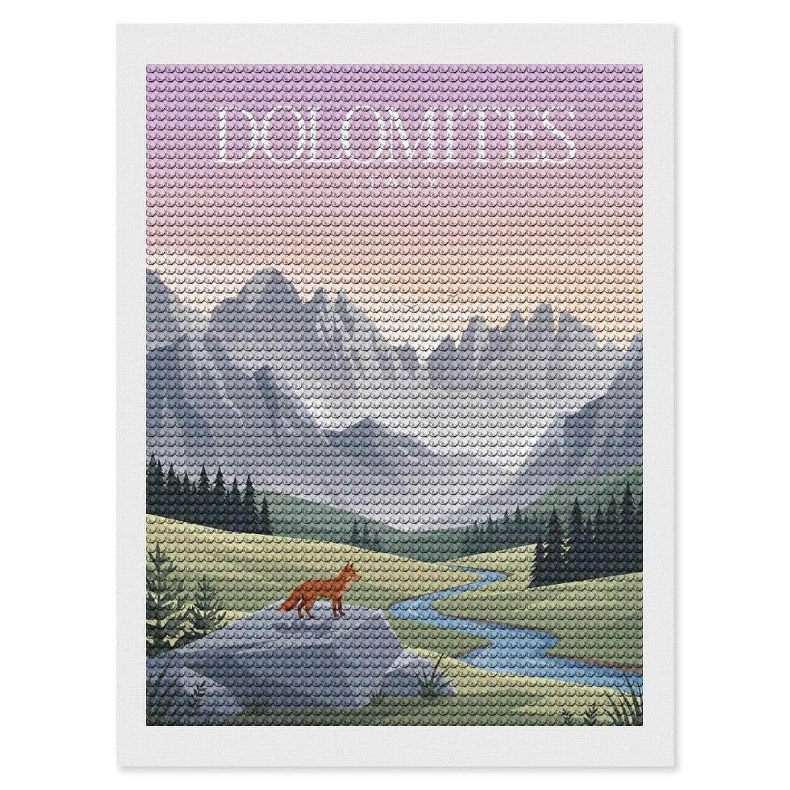 Junmoney Dolomites Italy Landscape Diamond Painting Canvas Kit 12"x16", Adhesive Canvas, Christmas Gift, Full Kit Included, Thoughtful Present