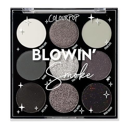ColourPop Blowin' Smoke Eyeshadow Palette - Silver & Smokey Eye Eyeshadow Palette with Metallic & Matte Finishes - High-Pigment Eye Makeup with Long-Wearing Formula (0.3 oz) - Blowin' Smoke