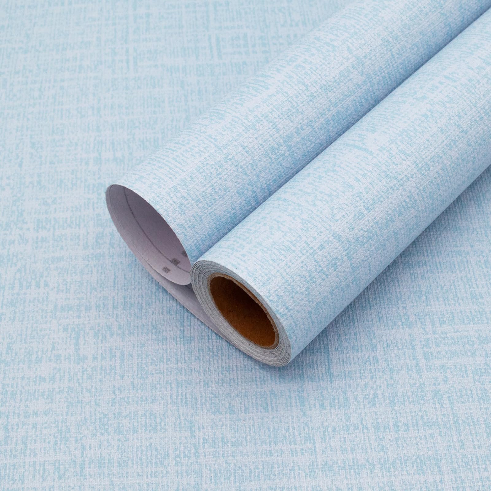 Yancorp 15.7"x394" 32.8ft Textured Fabric Wallpaper Faux Grasscloth Peel and Stick Wallpaper Self-Adhesive Linen Removable Cabinets Blue