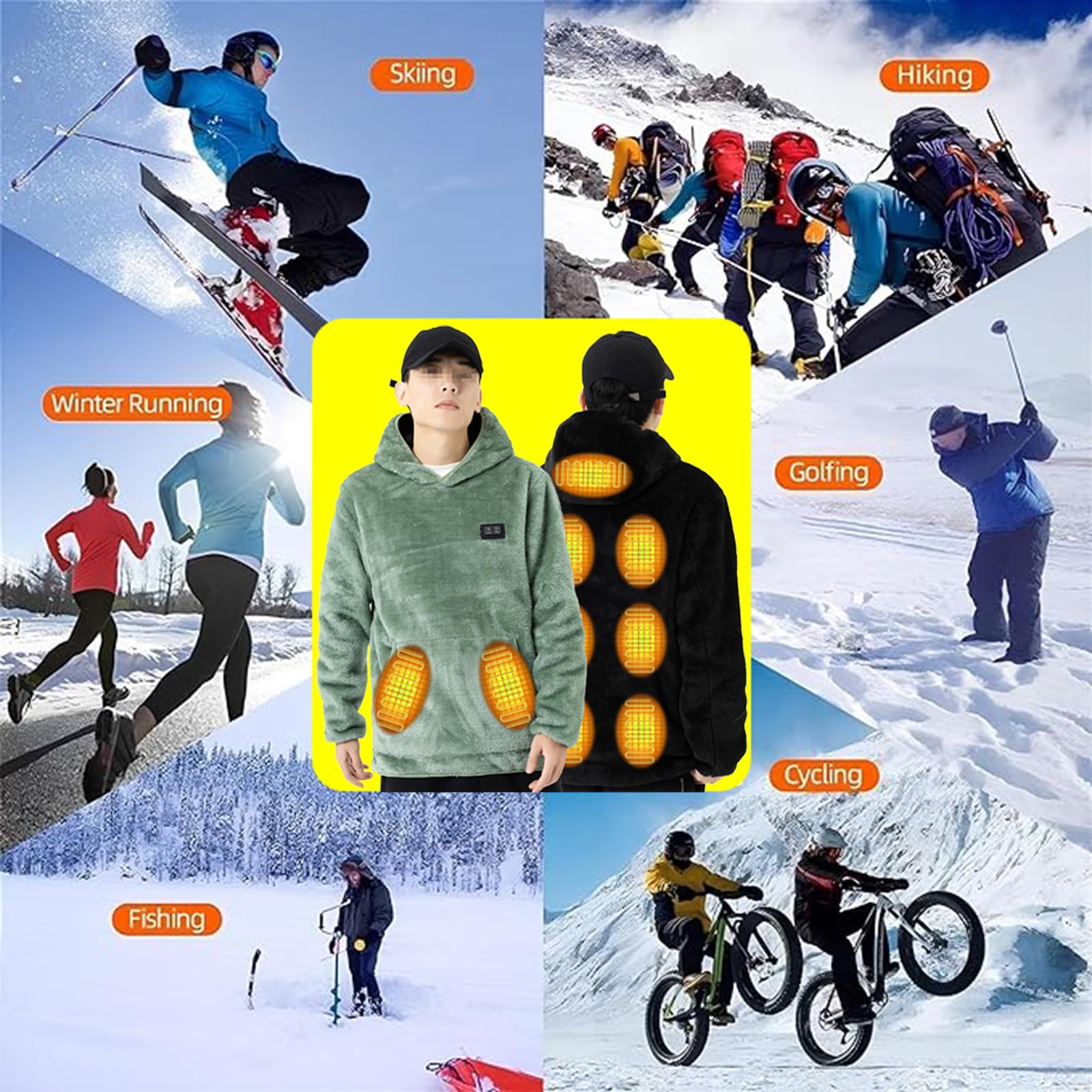 Sous-vêtement thermique électrique Combinaison chauffante rechargeable USB Hiver Sous-vêtement thermique électrique Combinaison chauffante rechargeable USB Hiver
