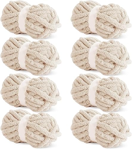 Paquete de 8 hilos de felpilla gruesa color caqui para tejer, paquete de 8 hilos de felpilla voluminosos y gruesos para tejer a mano, hilo de felpa disponible en Yaxa Costa Rica