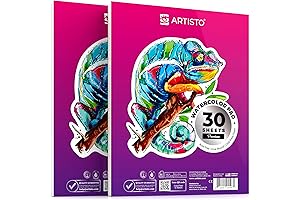 ARTISTO Watercolor Pads 9x12”, Pack of 2 (60 Sheets): High-Quality Watercoloring Surface for Creative Expression