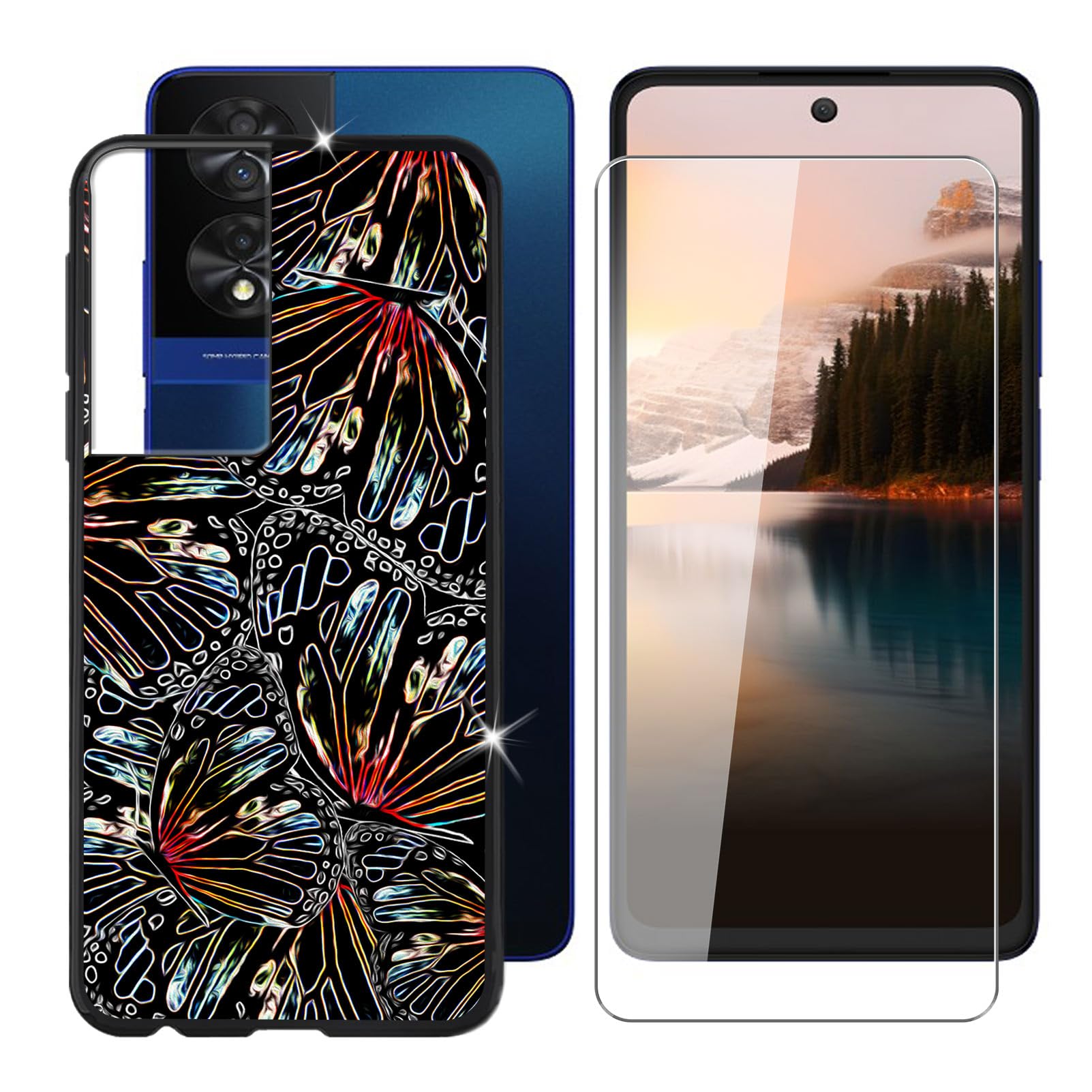 ZXLZKQ Custodia per TCL 40 NxtPaper (6.78) con 1 X Vetro Temperato Pellicola Protettiva, Ultra Sottile Antiurto Antigraffio Nero Morbida Silicone TPU Cover per TCL 40 NxtPaper - Non toccare