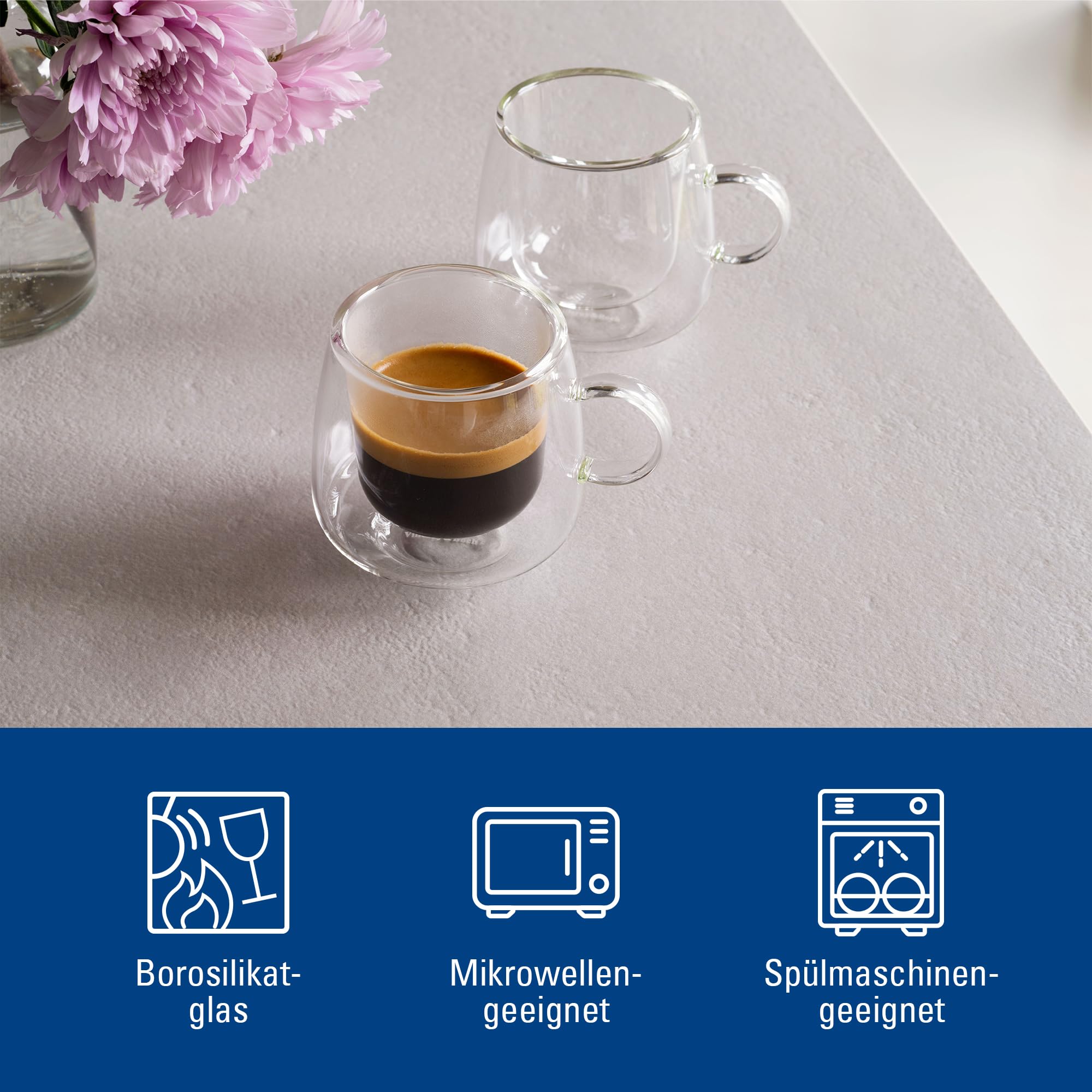 Villeroy & Boch – Artesano Hot&Cold Beverages szklanka do espresso, zestaw 2 szklanek, podwójne ścianki do napojów, 60 ml, szkło borokrzemowe, zmywarka, mikrofala