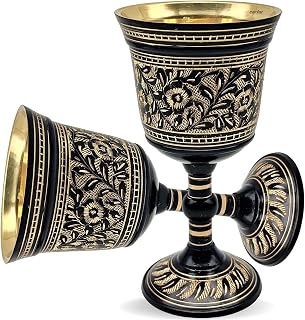 Wine Goblet Solid Brass Royal Wine Cup Handmade Goblet Medieval Decor Gothic Chalice Pack of 1 (Deep Black)