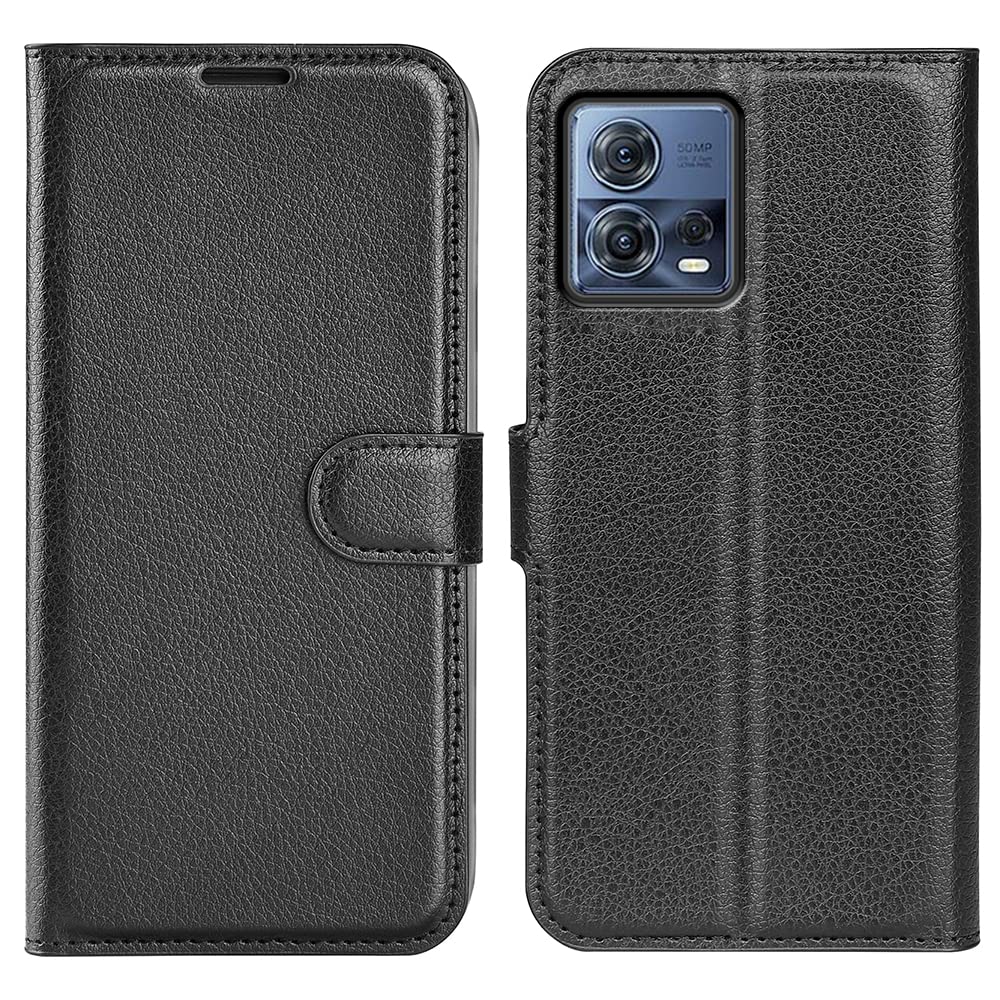 ROVLAK Case compatible with Mototola Moto S30 Pro Wallet Flip Cover with Card Slot Shockproof Lichee Pattern PU Leather Case+Inner TPU Silicone Case with Kickstand Cover Case,Black - Image 2