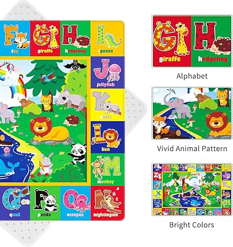 Miniatura 4 de Tapete de juego para bebé para piso, tapete para gatear bebé, superficie suave, tapete de juego para bebés, no tóxico, plegable, antideslizante, ABC