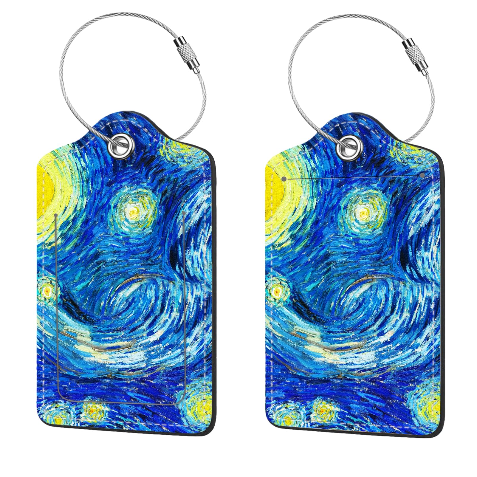 2 Pcs Luggage Tags for Suitcase, Cute Unique PU Leather Travel Bag Tag with Privacy Cover ID Label Address Card and Durable Metal Ring Suitable for