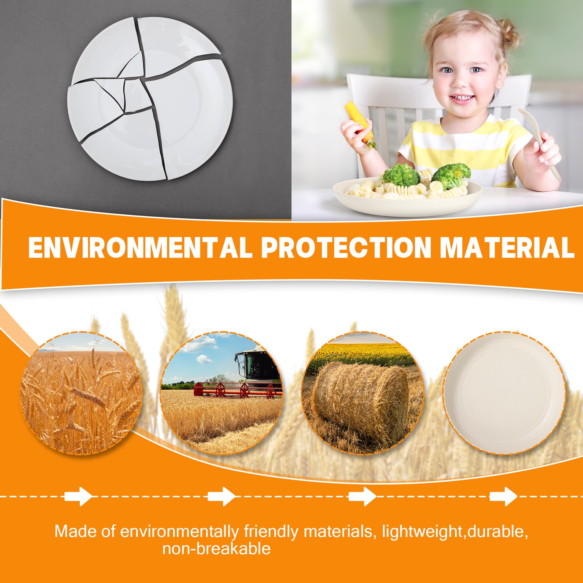 Camping Dishes 42 Pieces Wheat Straw Dinnerware Set OAMCEG - Main Image