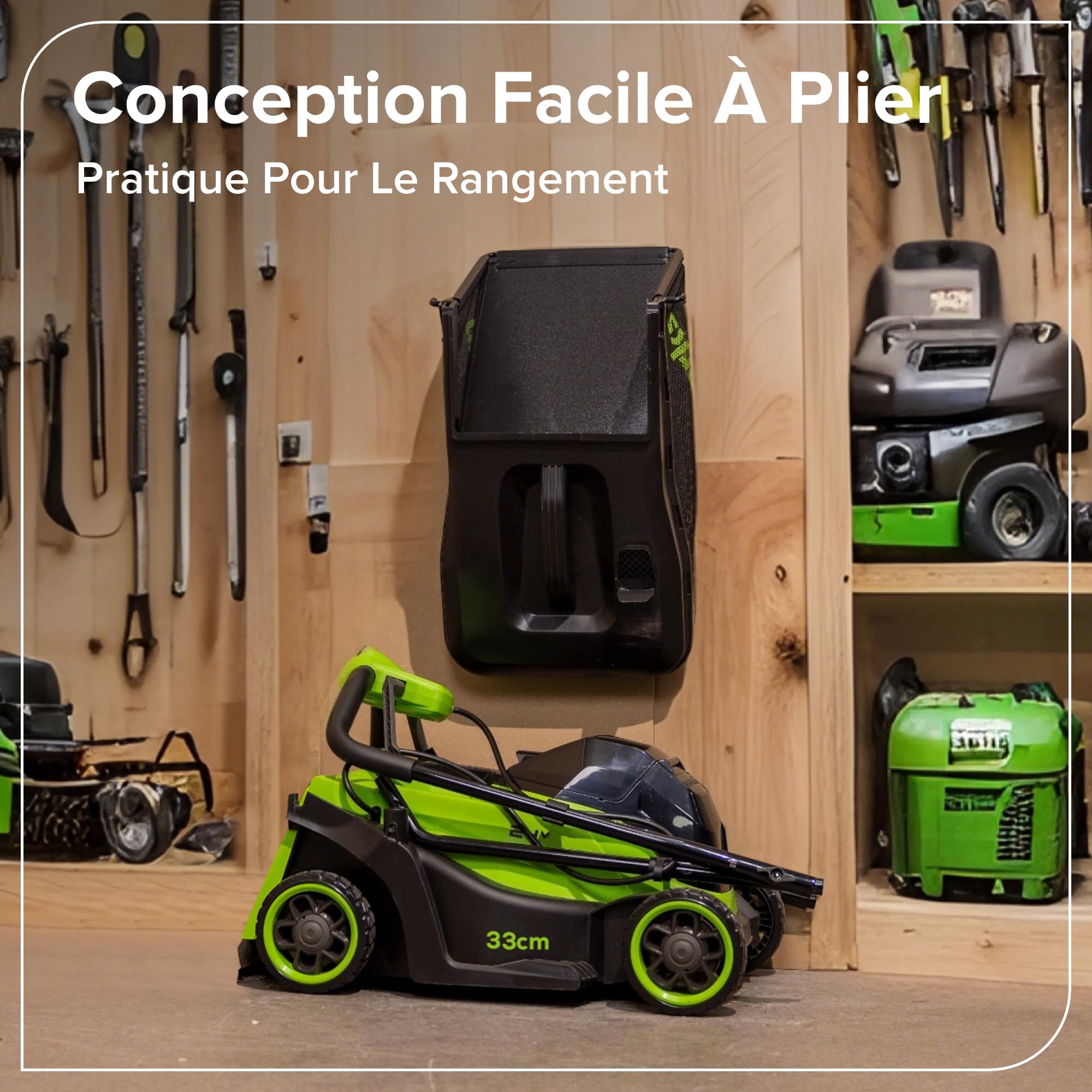 Greenworks 24V Tondeuse Gazon sans Fil avec Moteur sans Brosse, Largeur de Coupe 33 cm, Sac de 30L,Tondeuse Electrique Gazon Inclus Batterie 24V 4Ah et Chargeur, Garantie 3 Ans-MO24L411-01