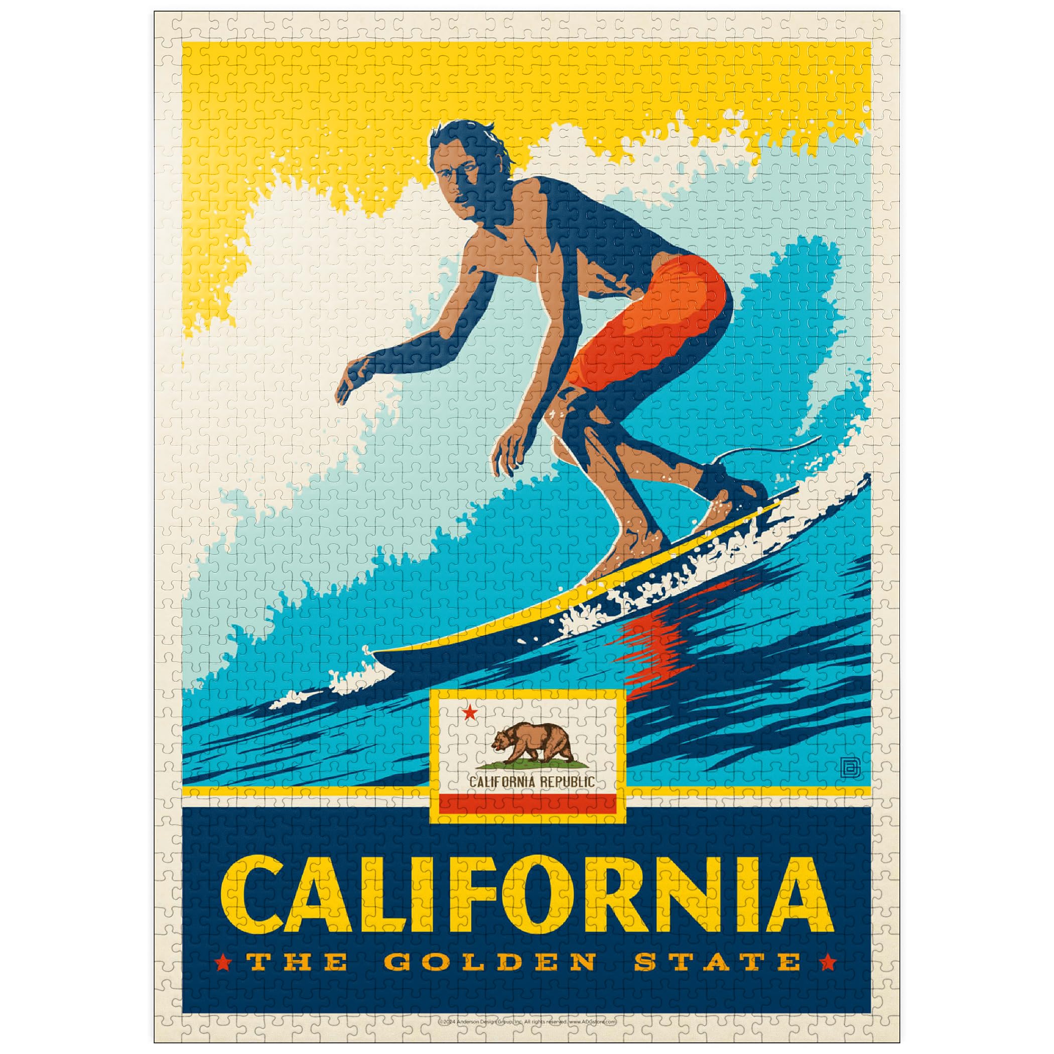 MyPuzzle California: The Golden State (Surfer) - Premium 1000 Piece Jigsaw Puzzle for Adults