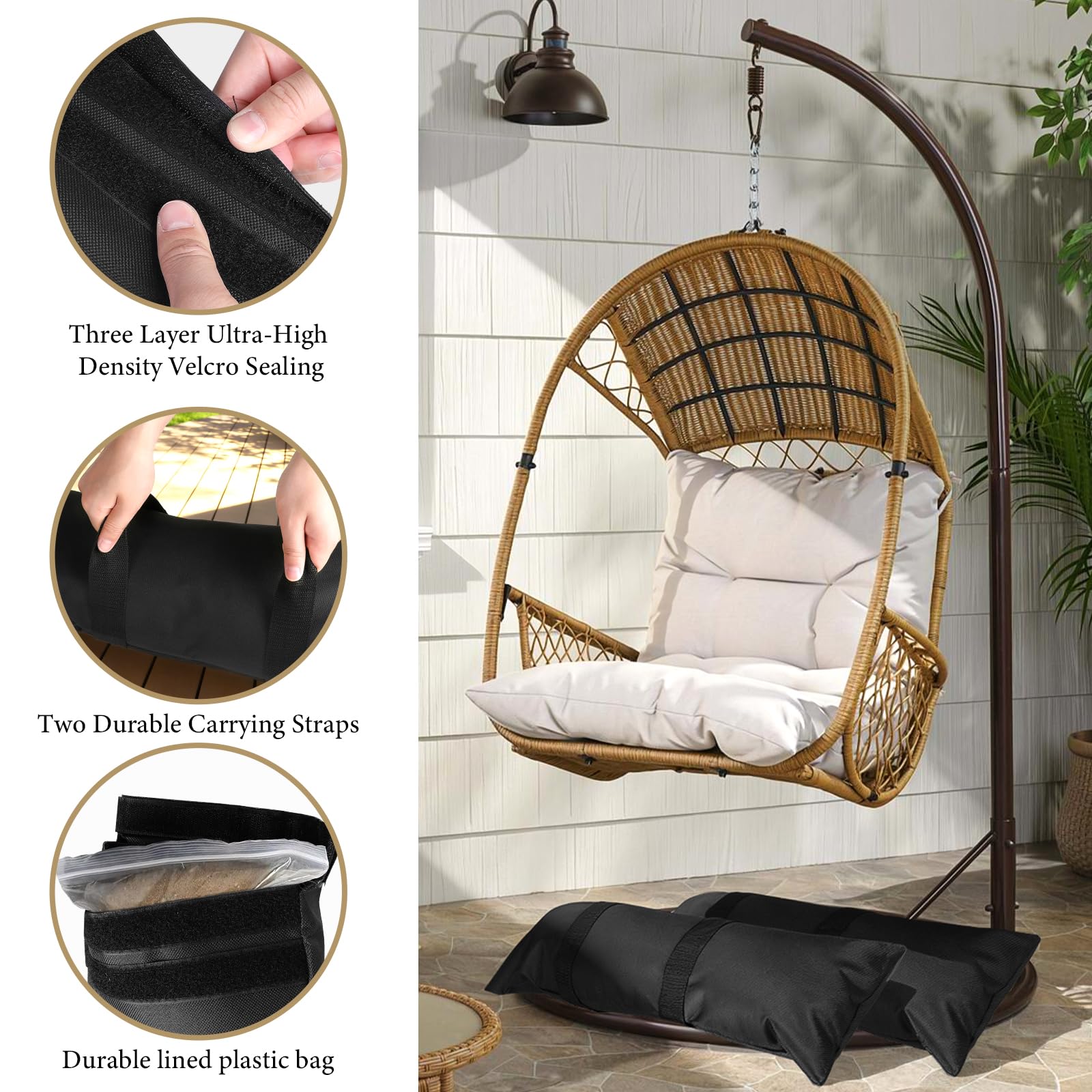 EXLECO 4pcs Sand Befüllbare Bodengewichte je 22 kg, Sandsack Gewichte für Sonnenschirm Beschwerer Gewölbte Beschwerungssäcke für Outdoor Sandsäcke zum Beschweren Gewichtssack für Terrasse Garten