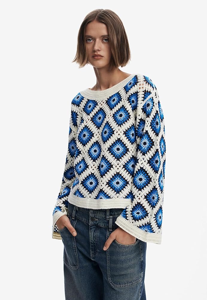 Desigual　ニットドッキング　刺繍　ビジュー　Ｇジャン　42 大きいサイズ Desigual ニットドッキング 刺繍 ビジュー Gジャン 42 大きい