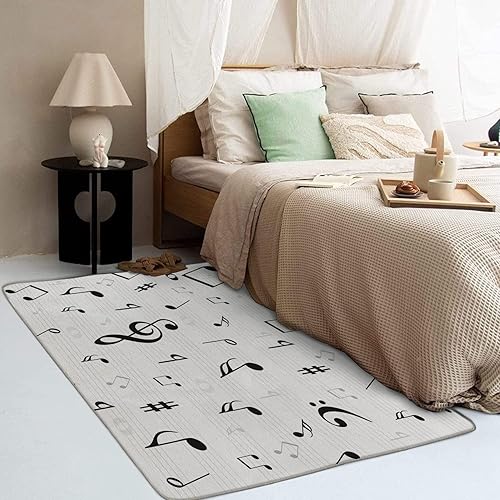 Miniatura 3 de Alfombras lavables para sala de estar, dormitorio, nota musical y decoración del hogar, alfombra de área musical de 4 x 6 pies, antideslizante,