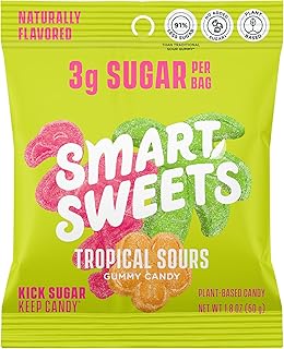 SmartSweets Tropical Sours Gummy Candy: 1.8oz (Pack of 14), Gummy Candy with Low Sugar, Low Calorie, No Artificial Sweeteners, Plant-Based, Gluten-Free, Healthy Snack for Kids & Adults