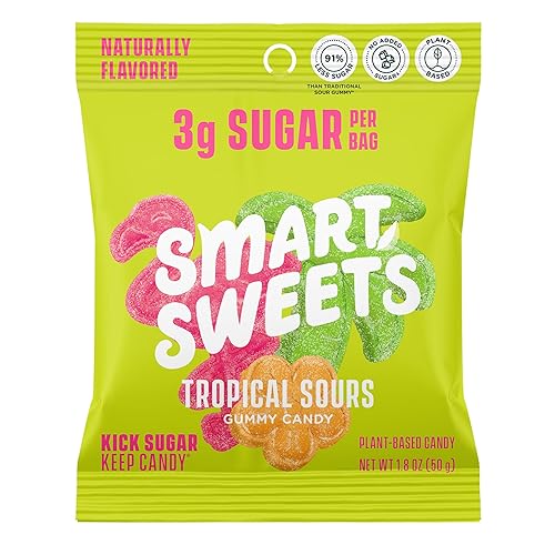 Miniatura 30 de SmartSweets Sour Blast Buddies, caramelo con bajo contenido de azúcar (0.11 oz), bajo en calorías (100), sin edulcorantes artificiales, a base