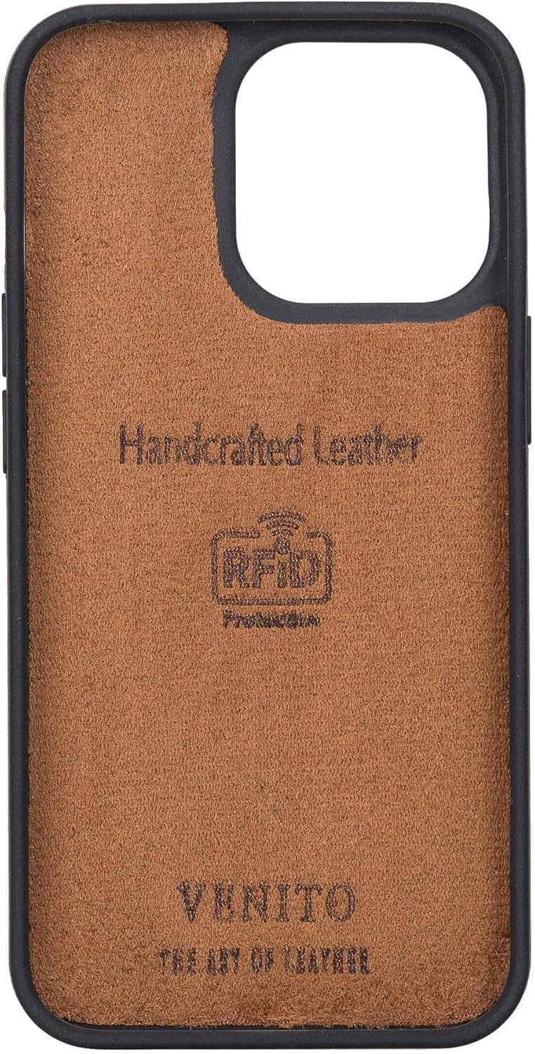 Venito Slim Magic Leather Wallet Case for iPhone 13 Pro (6.1 in) with a Magnetic Flip & Four Card Slots and a Bill Pocket & Lightweight Frame (Antique Brown)
