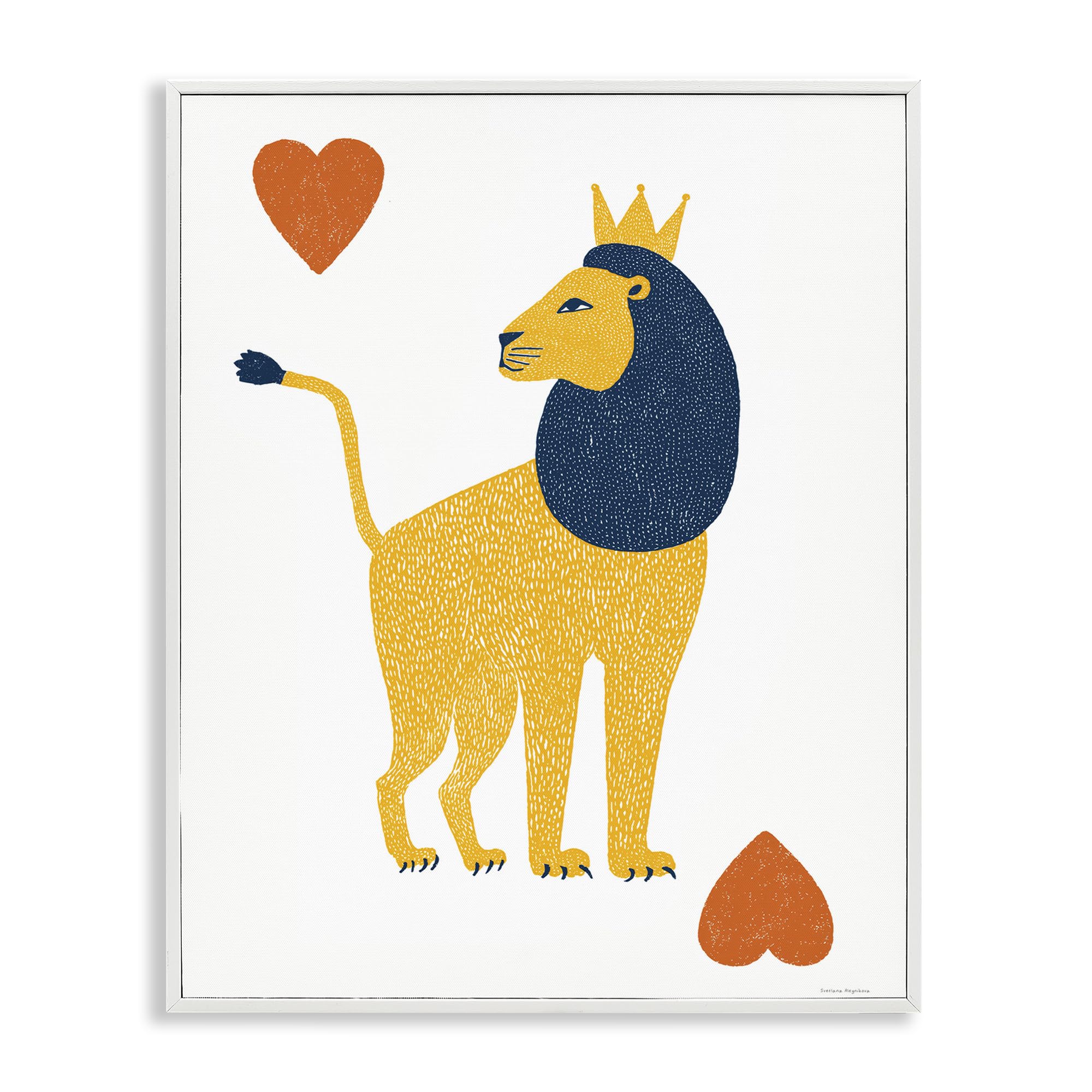 Impression giclée lion et cœurs Stupell Industries, cadre d'art de haute qualité
