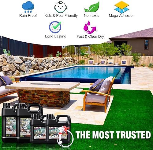 Miniatura 4 de Pegamento de mantillo  Carpeta adhesiva de grava de mantillo de 1 galón con aplicador para paisajismo, jardín, no tóxico, listo para usar, pegamento