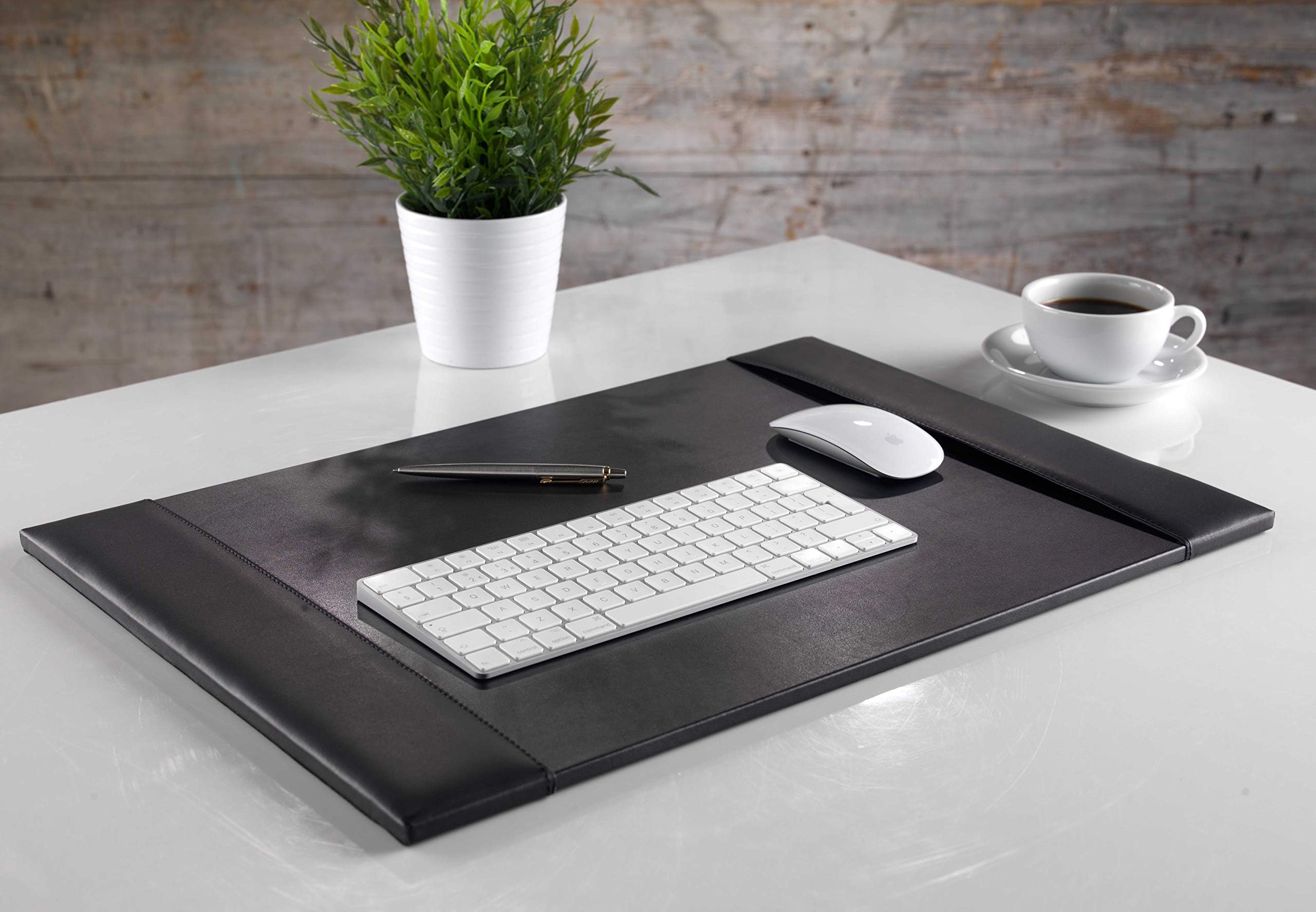Black Handmade Real Leather Desk PAD MAT BLOTTER by ZALE YARDLEY UK 56 X 39CM