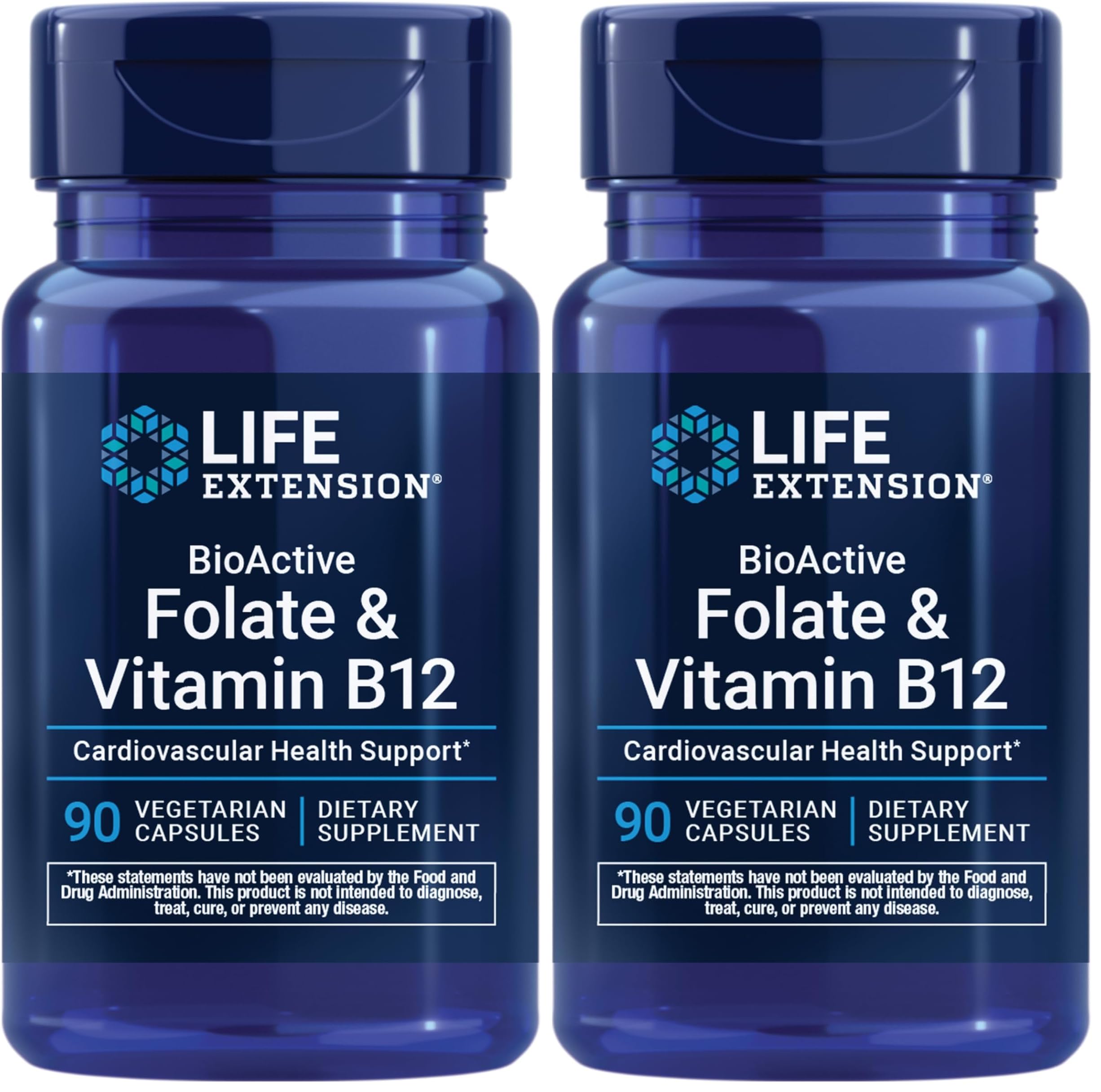 Life Extension Suplemento de Folato e Vitamina B12, 180 cápsulas