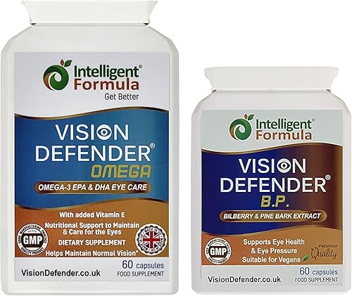 Vision Defender BP y Vision Defender Omega Eye Care Bundle  Suplementos para los ojos para apoyar la salud ocular con arándano, corteza de pino,
