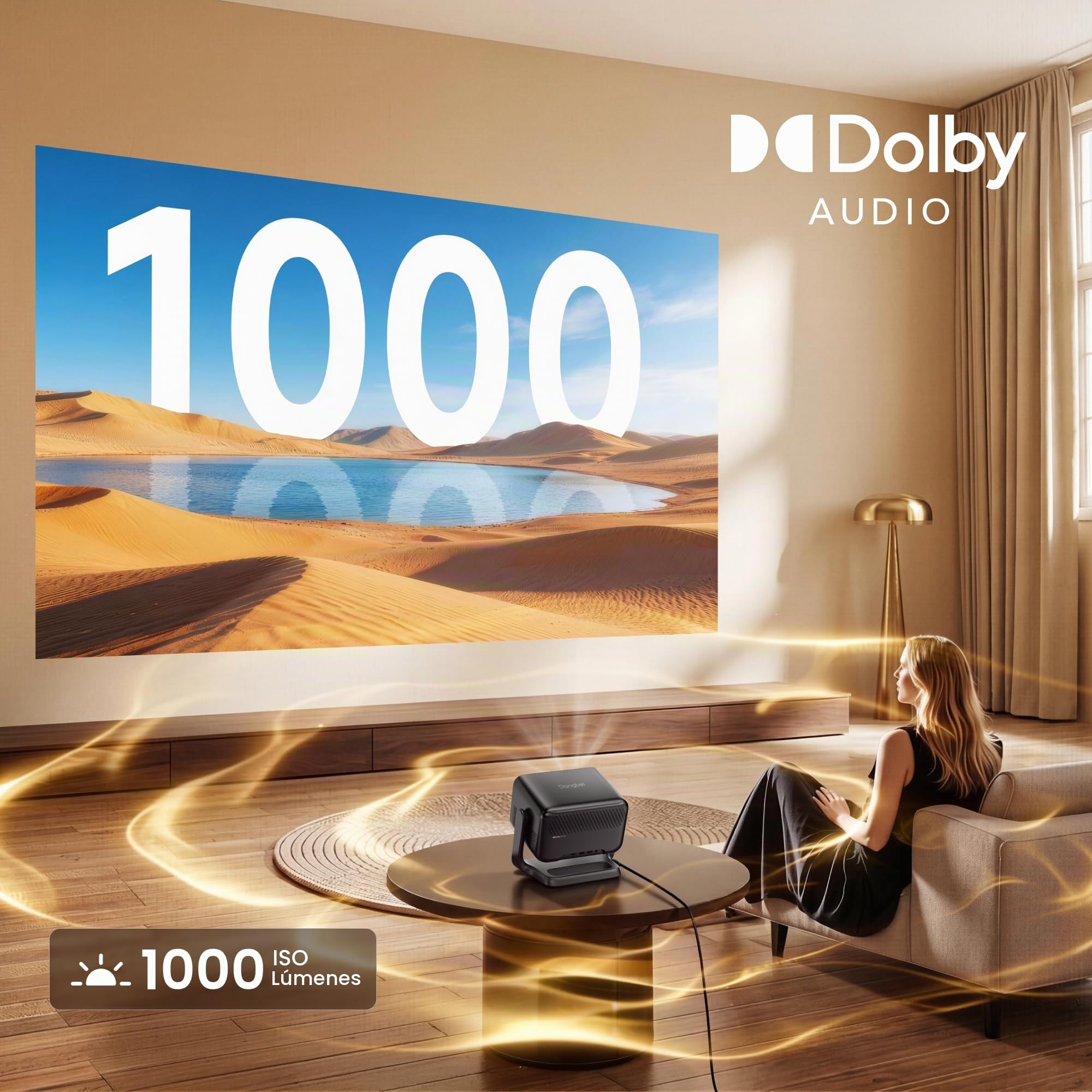Dangbei N3 Max Proyector 4K Soporte, 1000 ISO Lumen Projetor Portatil,【VIDAA OS, Netflix & App Control de Voz】Videoproyector 1080P para Exterior/Cine en Casa/Techo, con WiFi5, Bluetooth, Dolby Audio