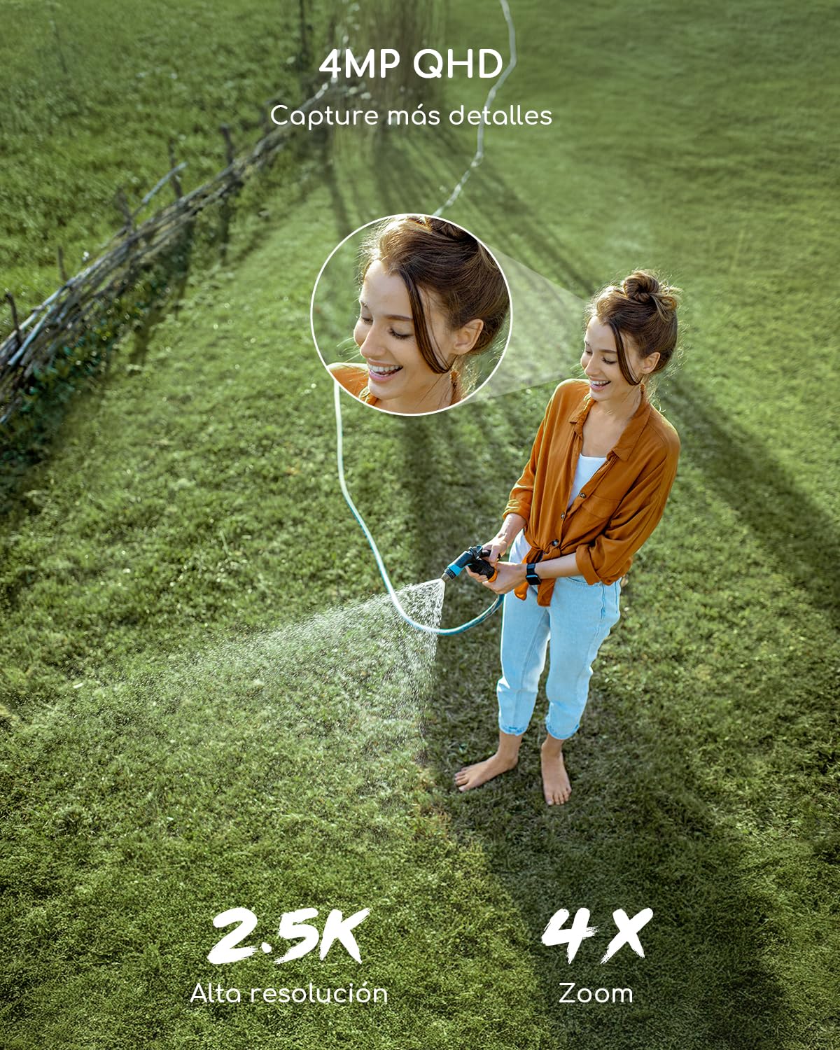 COOAU 4 MP Cámara Vigilancia WiFi Exterior Solar con batería Exterior, 365 días con Panel Solar, 2,5 K, cámara inalámbrica de vigilancia con panorámica de 360 Grados, 4 LED de Color, visión Nocturna