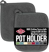 Vista 27 de RITZ Agarradera de olla y salvamanteles de rizo: Resistente al calor sin igual, duradera 100% algodón – Diseñado ergonómicamente para un agarre