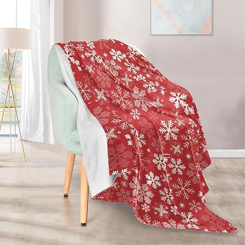 Miniatura 5 de White Winter Snowflakes Christmas Sofa Throw Blanket Winter Plush Travel Blankets Flannel Ultra-Soft Throws 50x60 Inches for Car, Picnic, Travel