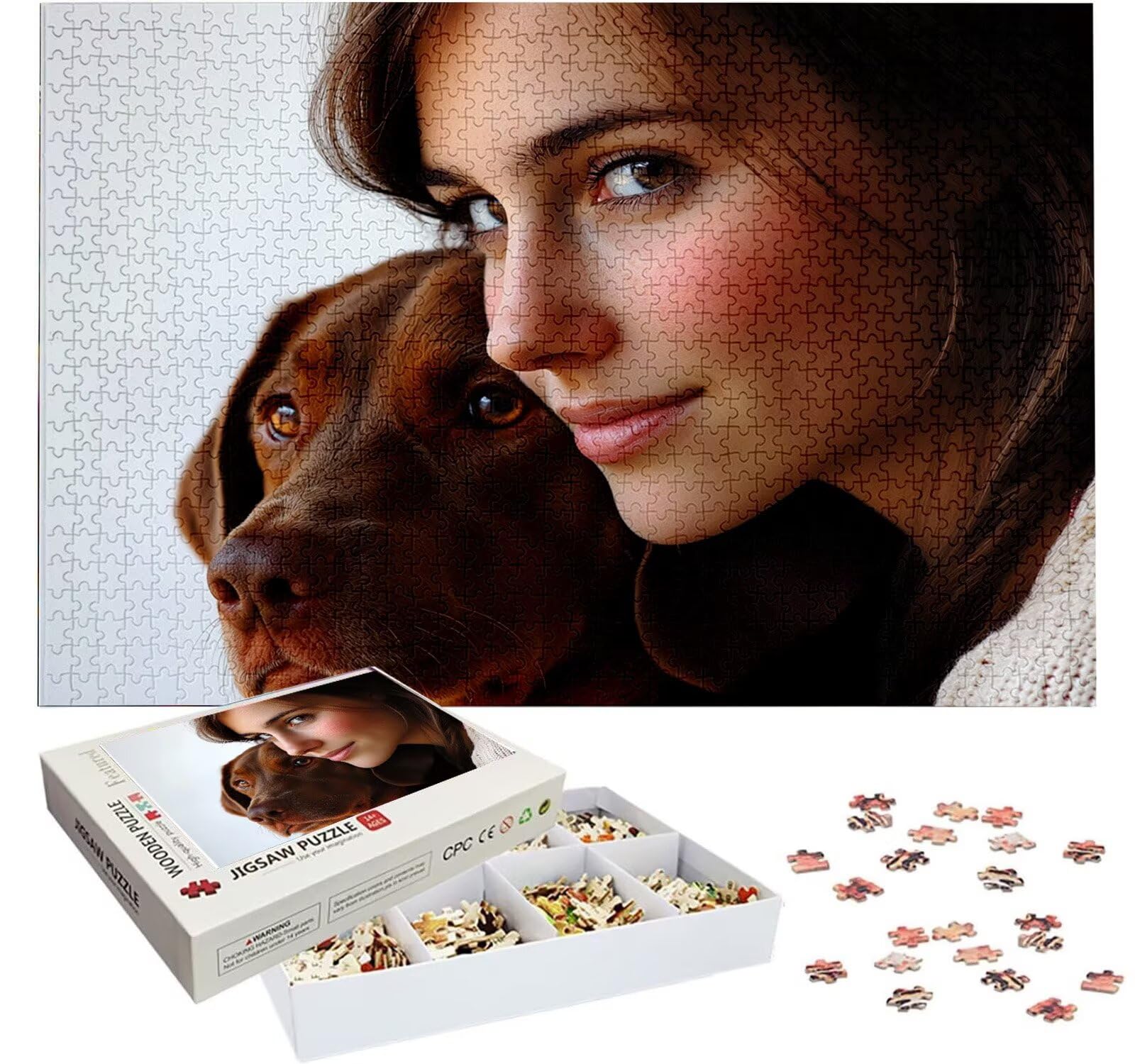 Puzzle Personalizado con Foto, Personalizada Rompecabezas Personalizado Diseña tu Logo Foto o Texto, Personalizado Navidad Halloween San Valentín Parejas Niños Familia Amigos h-3629