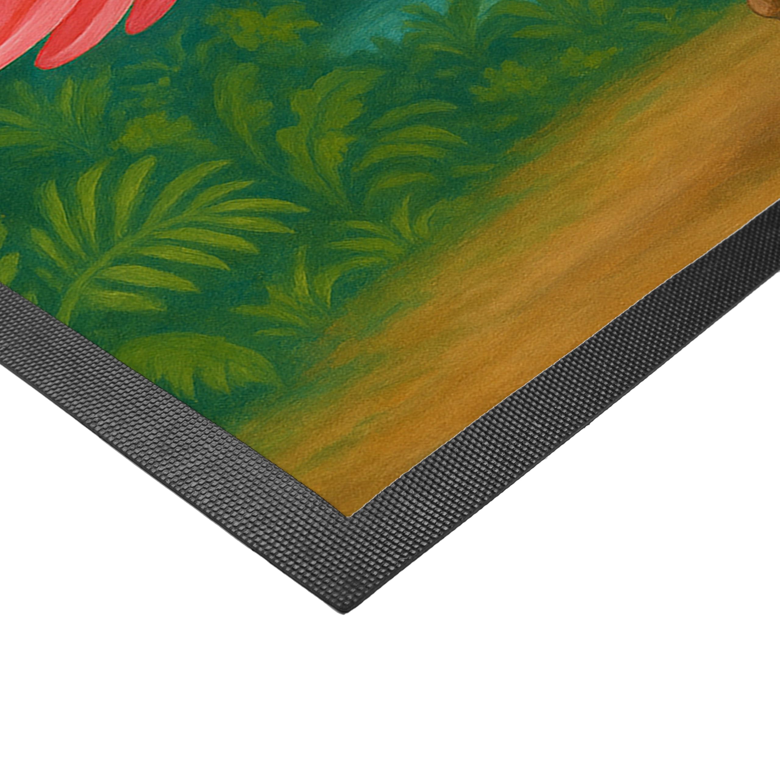 Mr. & Mrs. Panda Fussmatte personalisiert Flamingo Yoga Design 50 x 75 cm - Geschenk, Rosa, Achtsamkeit, Fußmatte personalisierbar, Yogi, mit Namen, Personalisierte, Personalisierter Fußabtreter