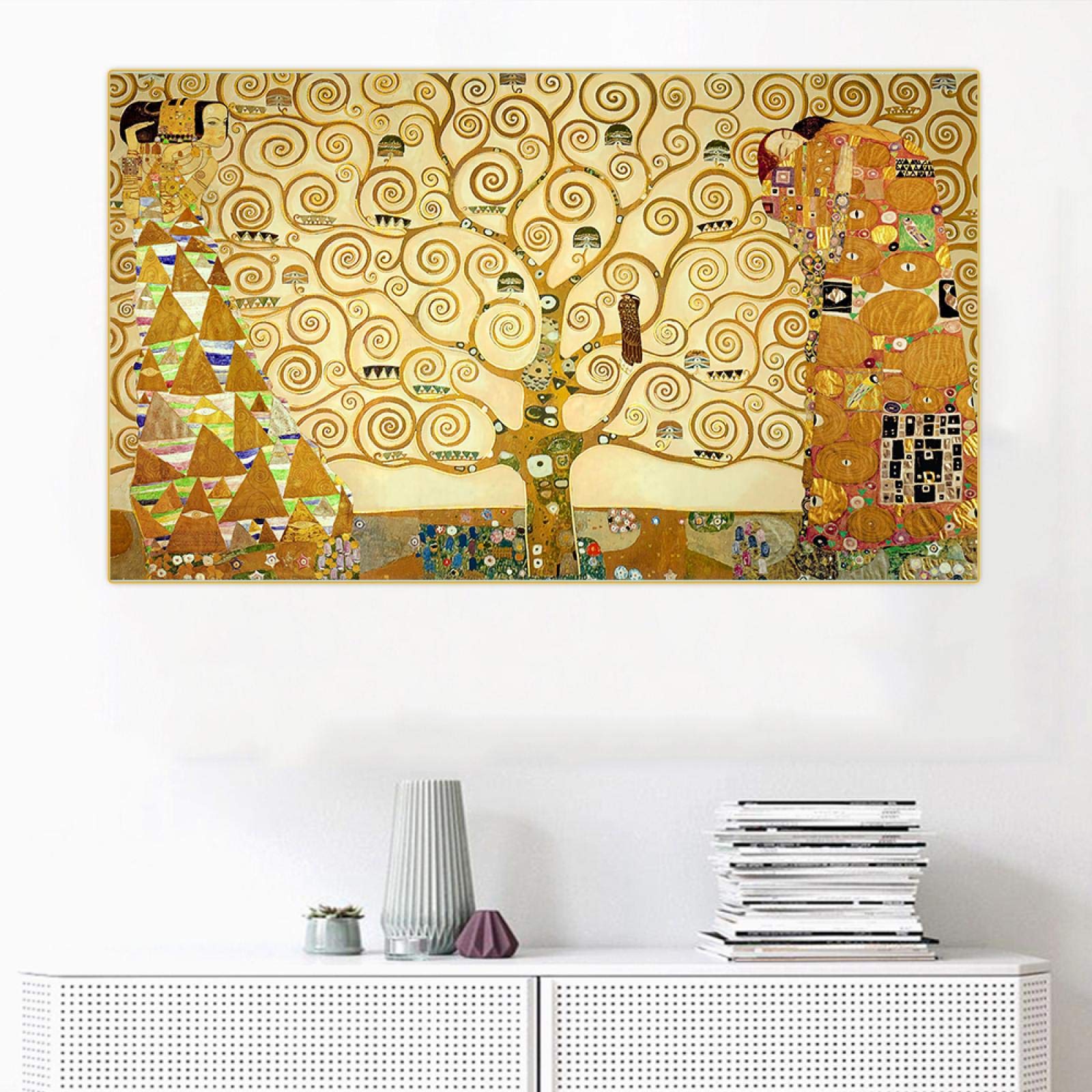 Tableau Acoustique Abstrait Arbre – 5 Toiles (225x112,5 Cm) – Décoration Murale Et Isolation Phonique - 10