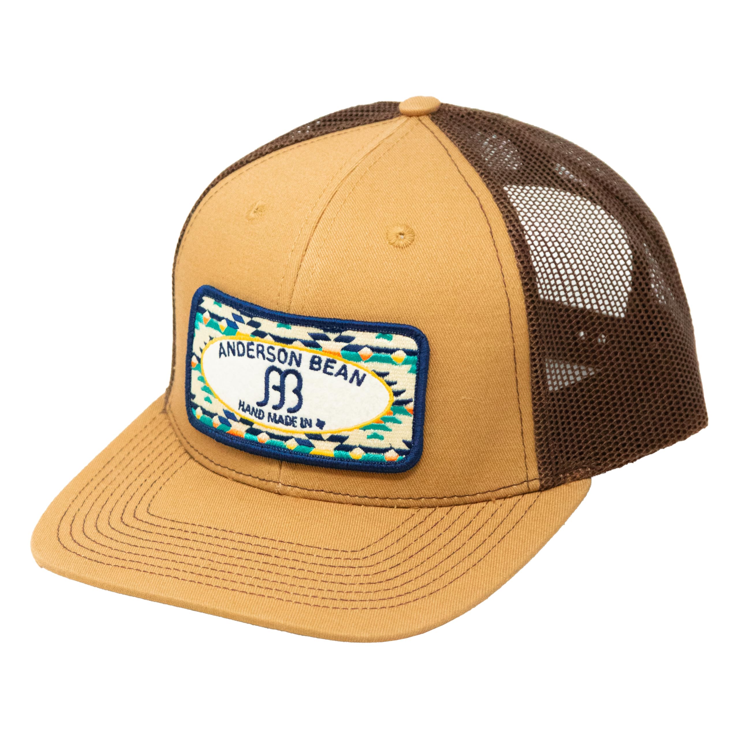 Red Dirt Hat Company6-Panel Adjustable Snapback Hat (Tan/Brown - Anderson Bean), Tan/Brown - Anderson Bean