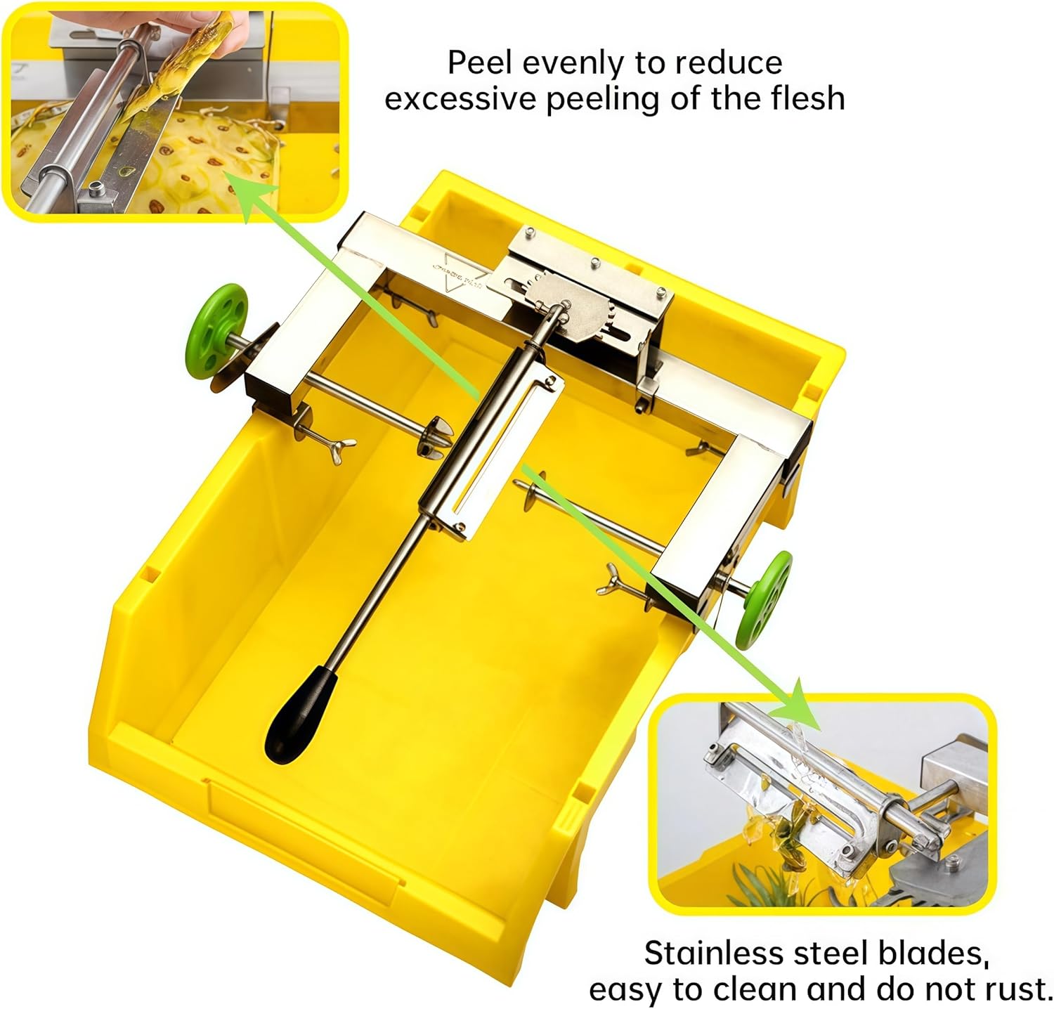 Kolice Commercial Pineapple Peeler Machine, Stainless Steel Pineapple Peeler Machine Kit with 5 Replacement Blades, No waste of pulp