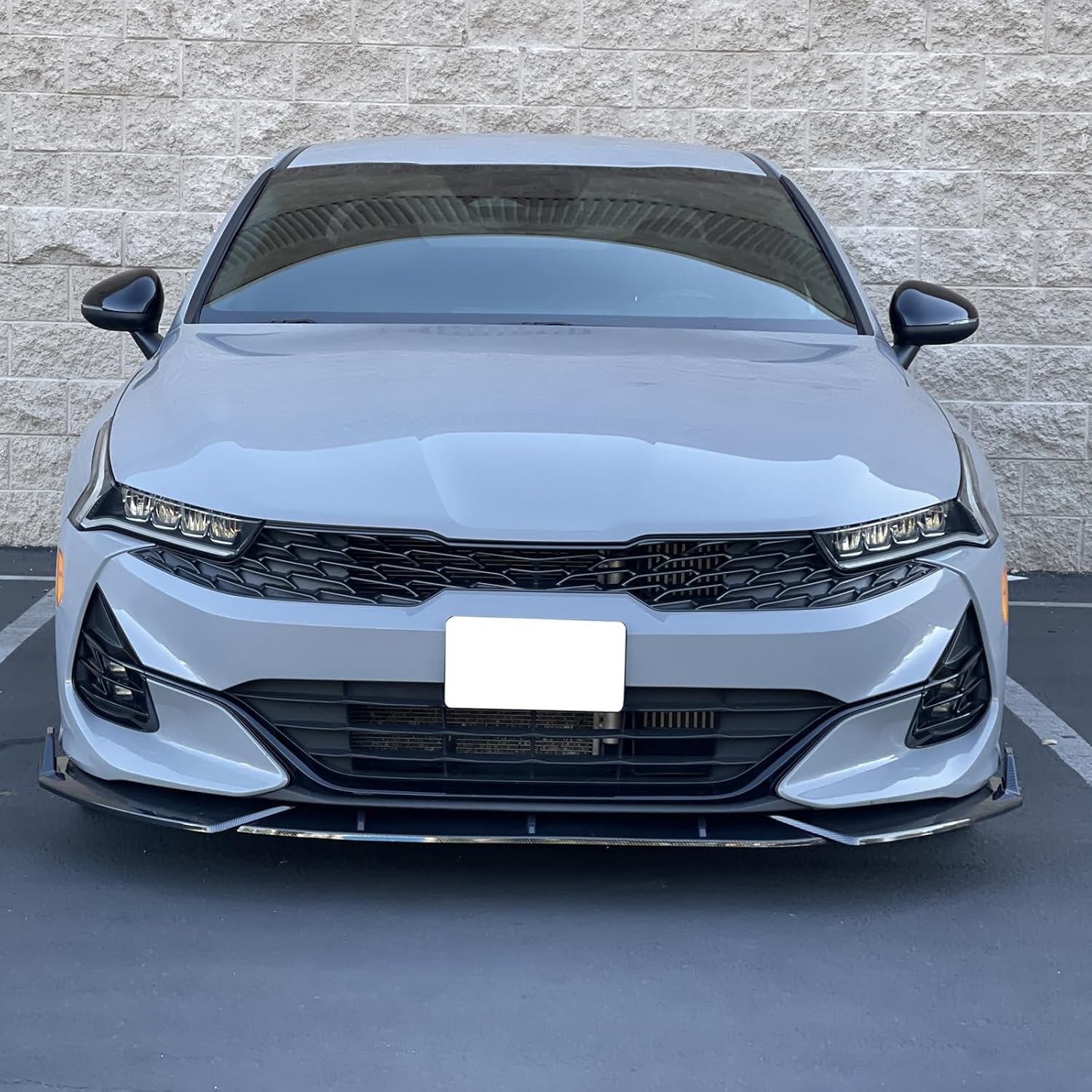 FREEMOTOR802 Front Bumper Lip Splitter Compatible with 2021-2024 Kia K5 & 2025 Kia K5 GT/GT Line, Air Dam Chin Spoiler Front Lower Lip Protector Carbon Fiber Print PP 3PCS