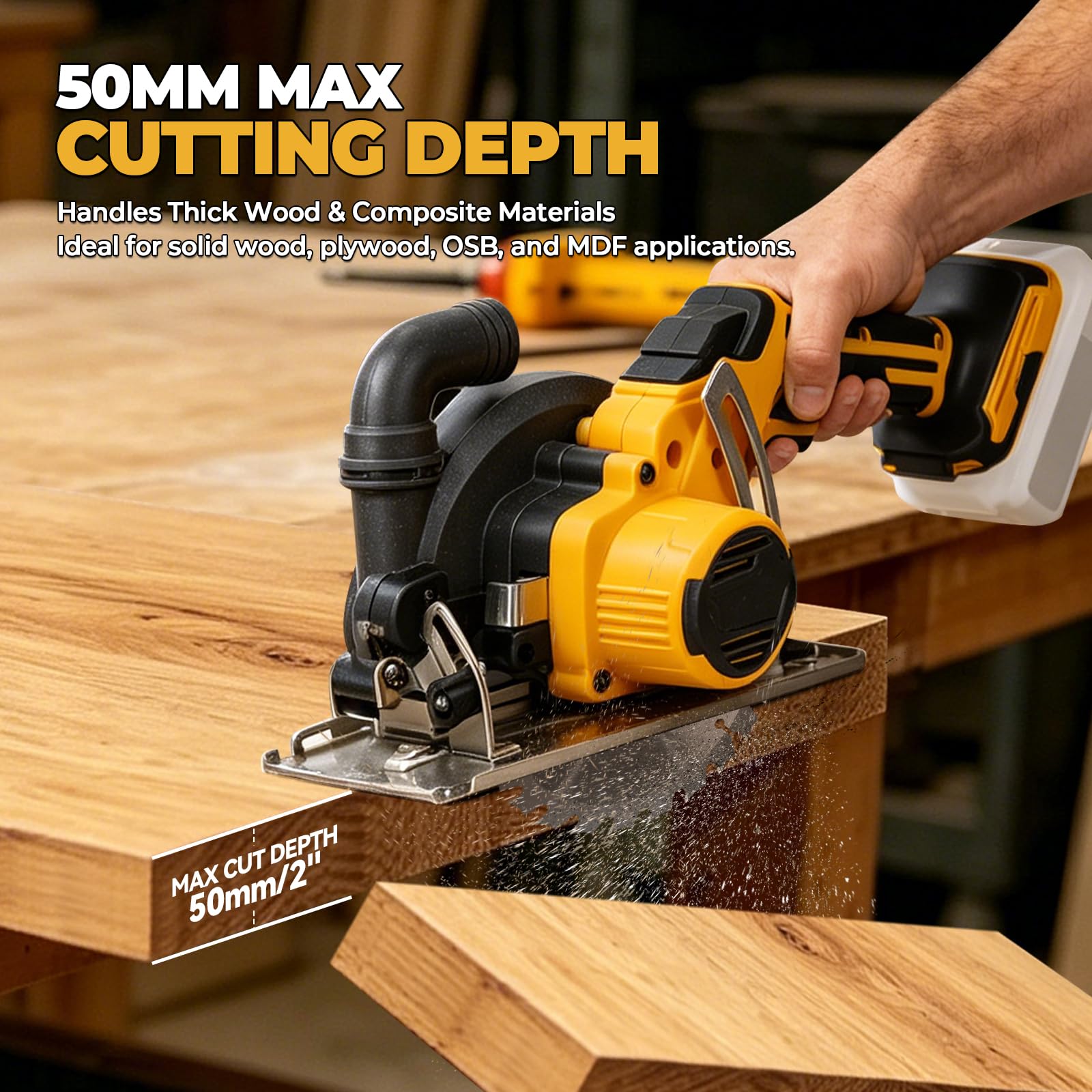 Scie circulaire sans fil de 15,2 cm compatible avec Dewalt 18/20 V, 6 300 tr/min sans balais avec 3 lames 150 mm et 125 mm, profondeur de coupe 50 mm, biseau de 0 à 45° pour coupe du bois, du