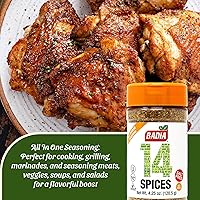 Vista 3 de Badia Condimento multiusos sin sal de 14 especias, 4.25 onzas, mezcla sabrosa de ajo, cebolla, hierbas, especias y pimientos